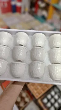 طقم فناجين قهوة سيراميك أبيض