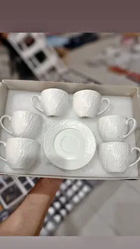طقم فناجين قهوة سيراميك أبيض