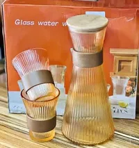 طقم إبريق زجاجي مع أكواب