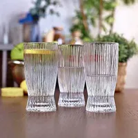 طقم كاسات زجاجية مضلعة