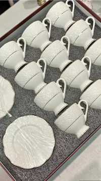 طقم فناجين قهوة وشاي بورسلين فاخر