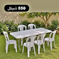 طقم طاولة و6 كراسي بلاستيكية للحدائق - سوق غزة