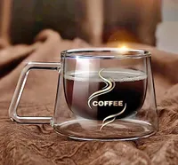 كوب زجاجي مزدوج الجدار للقهوة