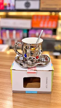 كوب وصحن سيراميك مزخرف (Ceramic Cup)