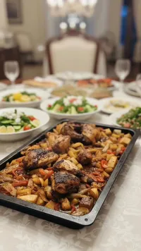 صينية دجاج بالخضار المشوية