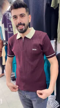 تيشيرت بولو رجالي بسحاب - بوس (Boss)