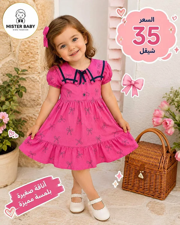 فستان بناتي صيفي - مستر بيبي (Mister Baby) - ملابس أطفال - سوق غزة