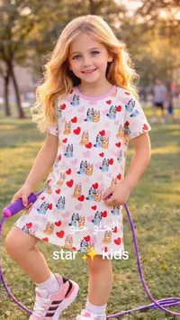 فستان أطفال بنقشة بلوئي - ستار كيدز (Star Kids)