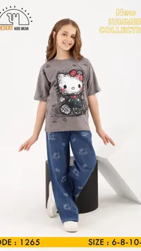 طقم صيفي بناتي هالو كيتي - ديزرت كيدز وير (Desert Kids Wear)