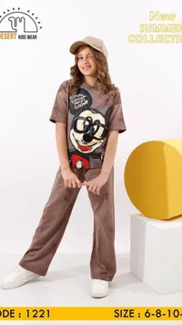 طقم صيفي بناتي بطبعة ميكي ماوس - ديزرت كيدز وير (Desert Kids Wear)
