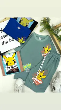 طقم ملابس أطفال صيفي بطبعة بيكاتشو - بوكيمون (Pokemon)