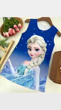 فستان صيفي للأطفال بطبعة إلسا (Frozen)