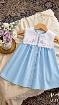 فستان أطفال أزرق مطرز (Baby Dress)