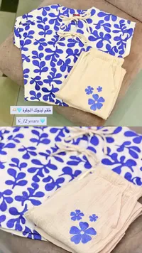 طقم ملابس صيفي بناتي بنقشة الزهور