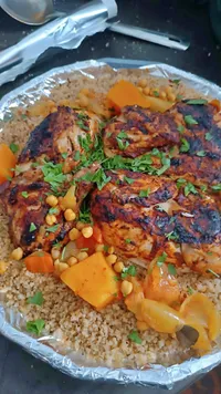 وجبة دجاج مشوي مع البرغل والخضار - سوق غزة