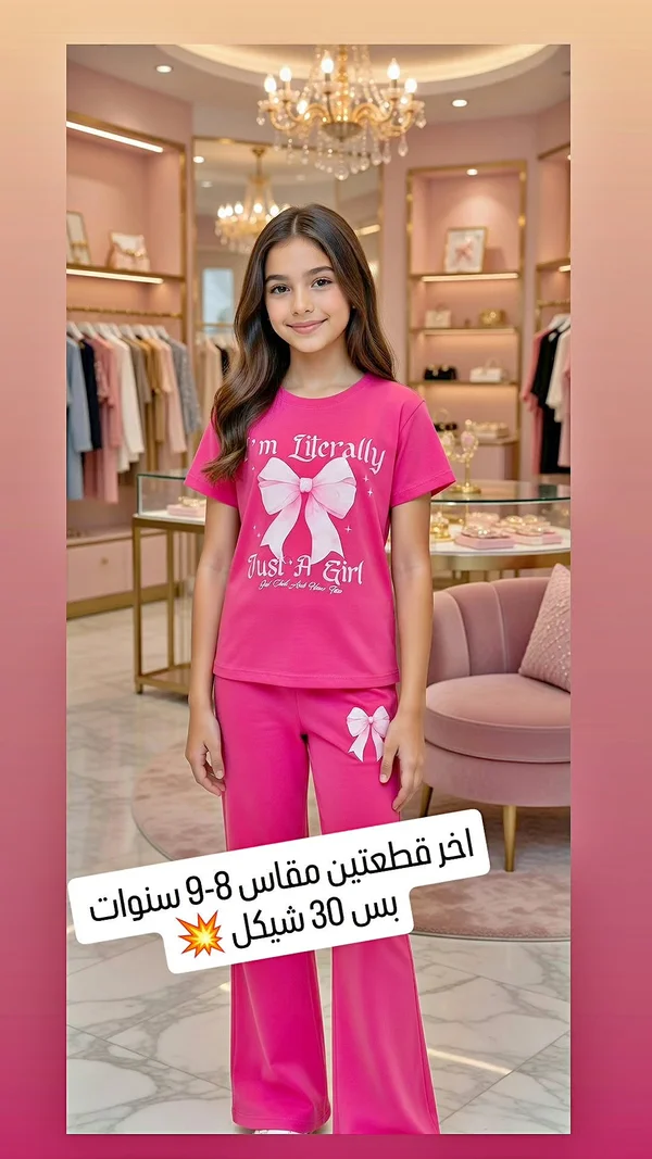 طقم ملابس بناتي قطعتين - جست أ جيرل - ملابس أطفال - سوق غزة