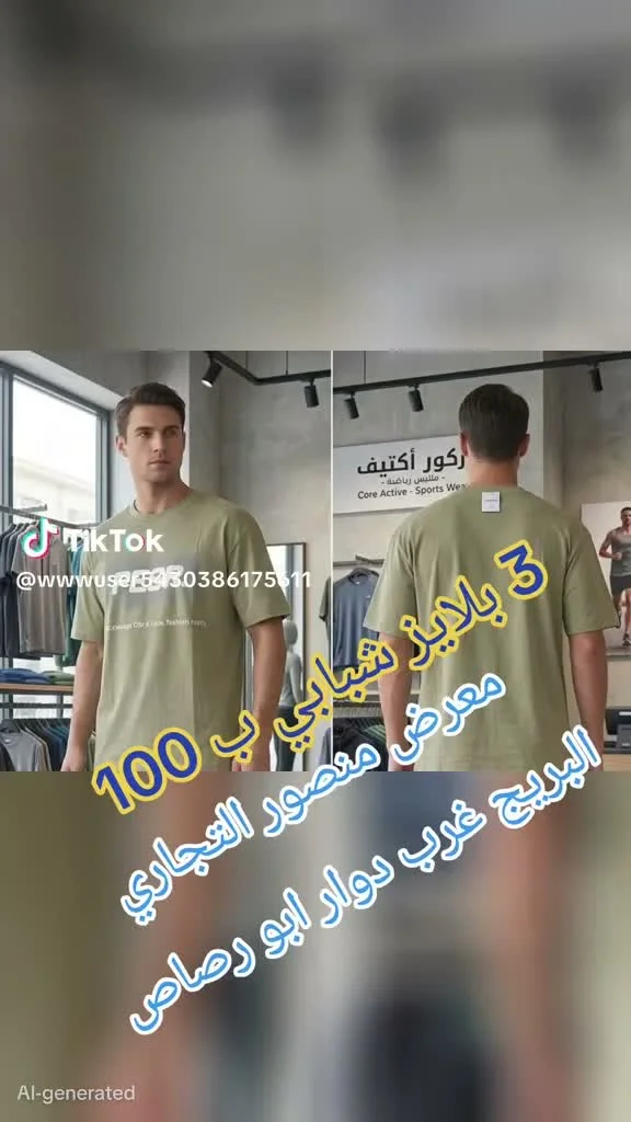 تيشيرت شبابي - كور أكتيف - ملابس رجالية - سوق غزة