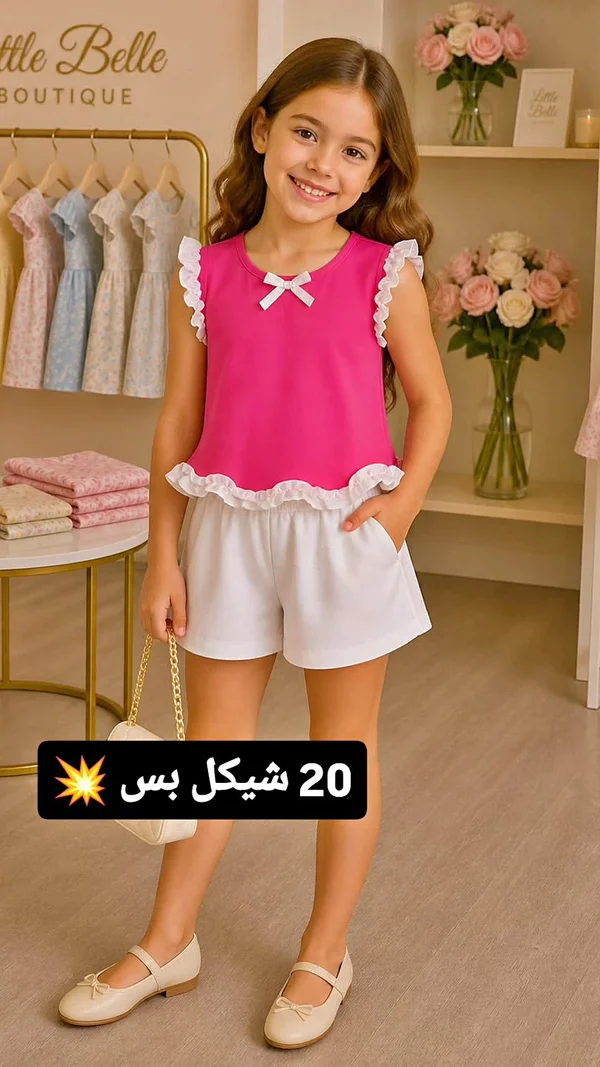 طقم بناتي - Little Belle Boutique - ملابس أطفال - سوق غزة