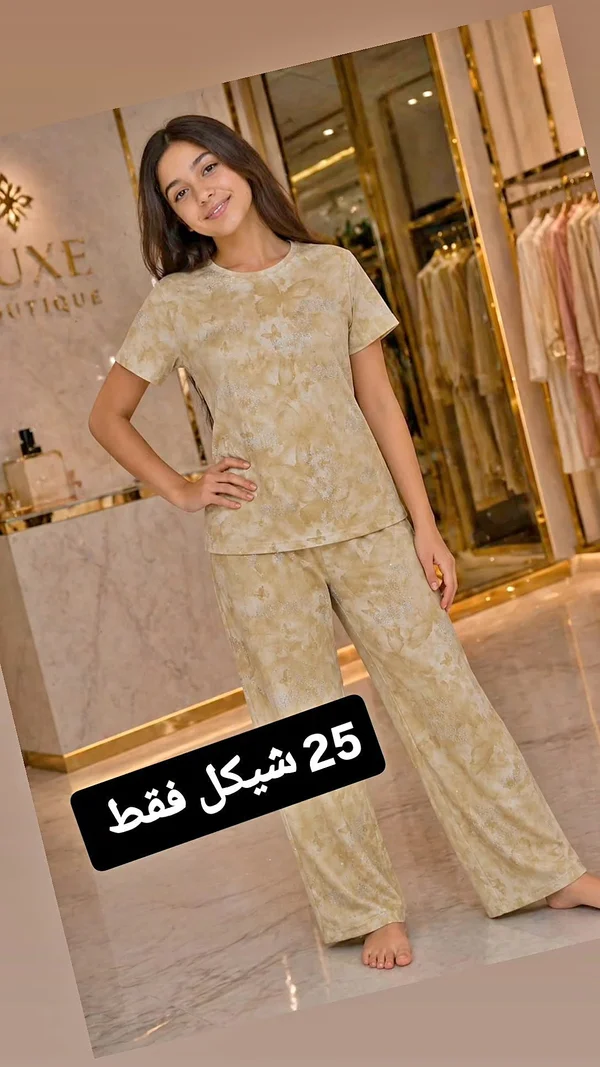 طقم بيجاما بناتي بطبعة زهور (Luxe Boutique) - ملابس أطفال - سوق غزة