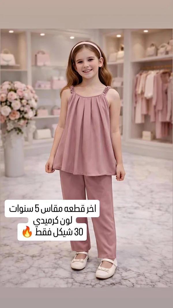 طقم ملابس أطفال بناتي - ملابس أطفال - سوق غزة