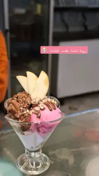 آيس كريم بثلاث نكهات مع صلصة الشوكولاتة
