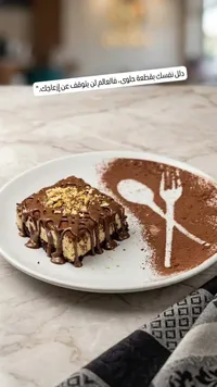 قطعة كيك الشوكولاتة والمكسرات