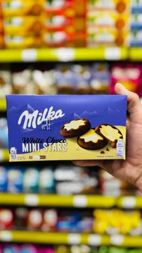 بسكويت ميني ستارز بالشوكولاتة البيضاء - ميلكا (Milka)