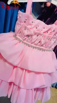 فستان سهرة بناتي مزين باللؤلؤ والكريستال (Boutique)