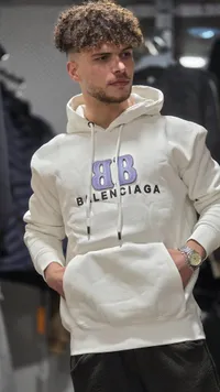 Balenciaga BB Logo Hoodie White
