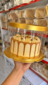 علبة تغليف كيك دائرية ذهبية