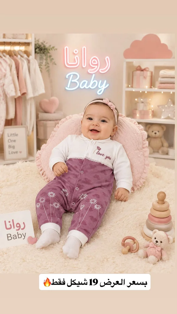 أفرول أطفال بناتي - روانا بيبي (Rowana Baby) - ملابس أطفال - سوق غزة