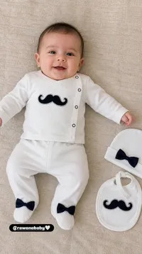 طقم ملابس أطفال بتصميم الشارب - روان بيبي (Rawan Baby)