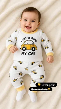 طقم ملابس أطفال بطبعة سيارات - روان بيبي (Rawanbaby)