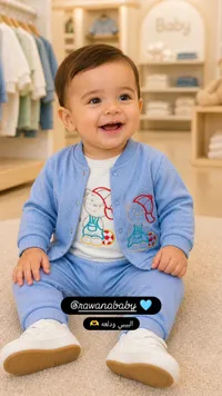طقم ملابس مواليد قطني - روانا بيبي (Rawana Baby)