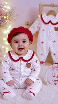 طقم ملابس مواليد قطني مع قبعة
