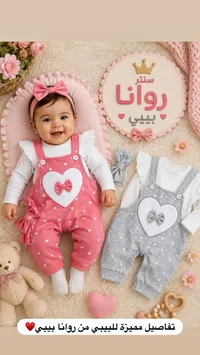 طقم ملابس مواليد بقلب وفيونكة - سنتر روانا بيبي