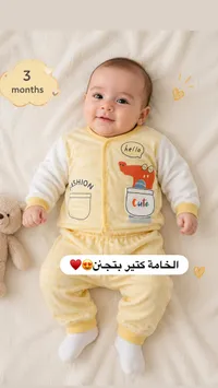 طقم ملابس مواليد قطعتين - أصفر