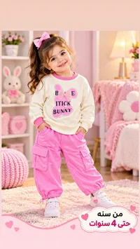 بلوزة وبنطلون أطفال بطبعة أرنب (B-Itick Bunny)
