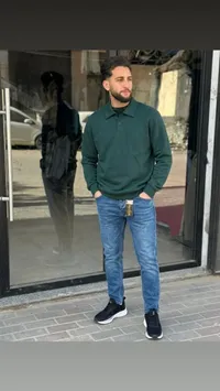 بولو بأكمام طويلة رجالي لون أخضر داكن