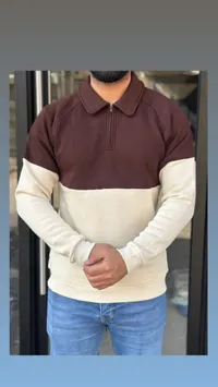 سويتشيرت كولور بلوك بياقة بولو