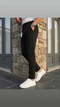 بنطال قماش رجالي كلاسيكي - أسود