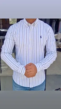 قميص رجالي مخطط بأكمام طويلة - بولو رالف لورين (Ralph Lauren)