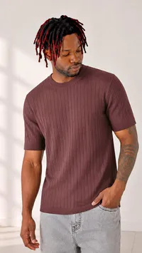 تيشيرت رجالي مخطط (Ribbed T-Shirt)