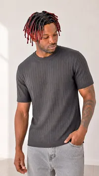 تيشيرت رجالي مخطط (Ribbed T-Shirt)