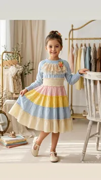 فستان أطفال كلاسيكي متعدد الألوان - شيك ميني بوتيك (ChicMiniBoutique)