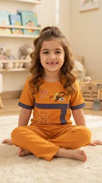 طقم بيجاما أطفال مطبوعة بدب لطيف (Remal Store)