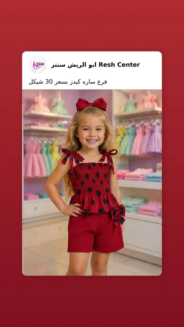 طقم ملابس أطفال صيفي - سارة كيدز من أبو الريش سنتر (Resh Center) - ملابس أطفال - سوق غزة