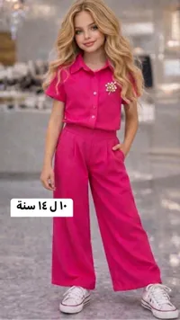 طقم بناتي صيفي قطعتين - لون فوشيا