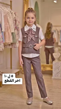 طقم ملابس بناتي رسمي - سديري وبنطال - سوق غزة