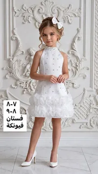 فستان فيونكة أبيض للأطفال